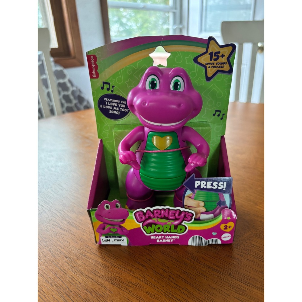 Fisher-Price Barneys World Heart Hands Barney Toy Singing Glowing Heart Mattel